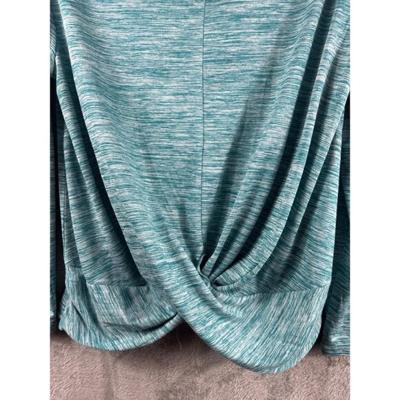 Xersion Womens Quick-Dri Blue Heathered Twist Front Long Sleeve Top L - Picture 3 of 9